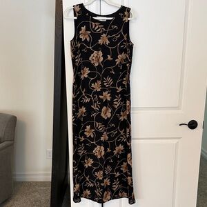 Maggy London Black and Brown Floral Maxi Dress